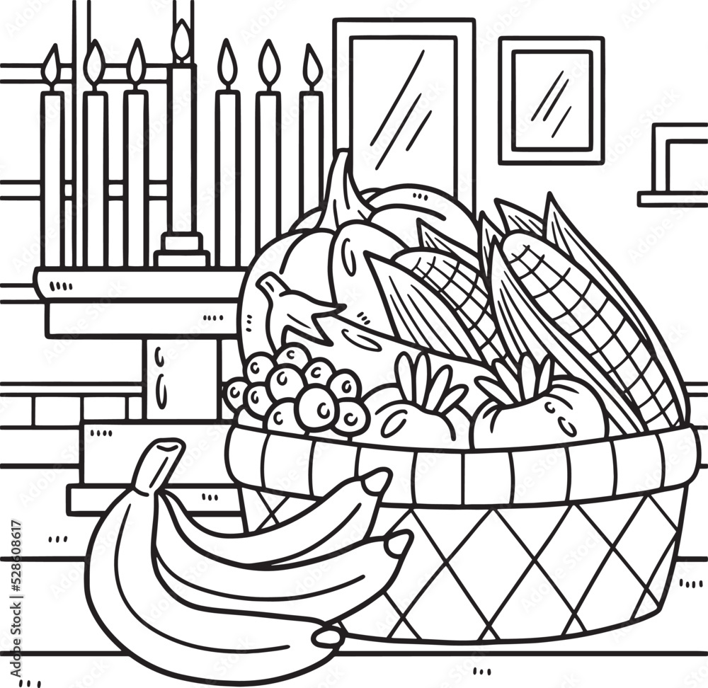 kwanzaa fruit basket coloring pages