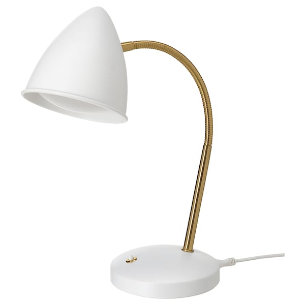 ISNÅLEN LED work lamp, white/brass-colour - IKEA Germany