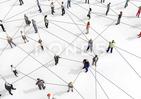 Large group of diverse people connected by lines. 3D Rendering ...