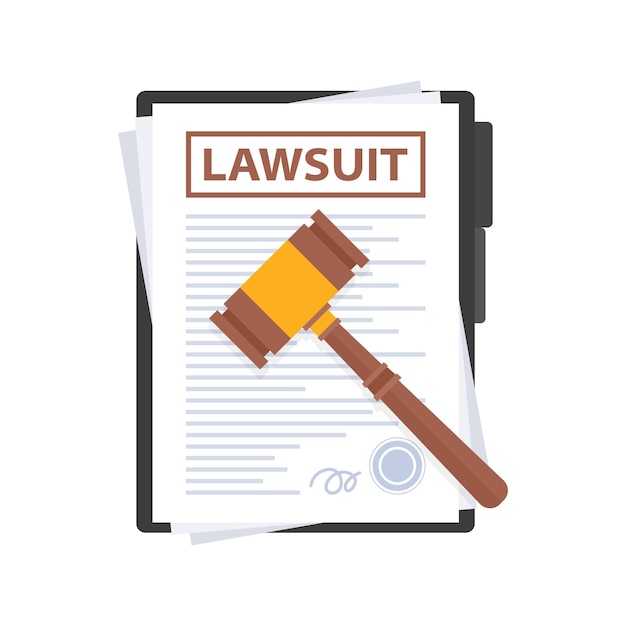 Premium Vector | Lawsuit Court Documents Wooden hammer icon Vector ...
