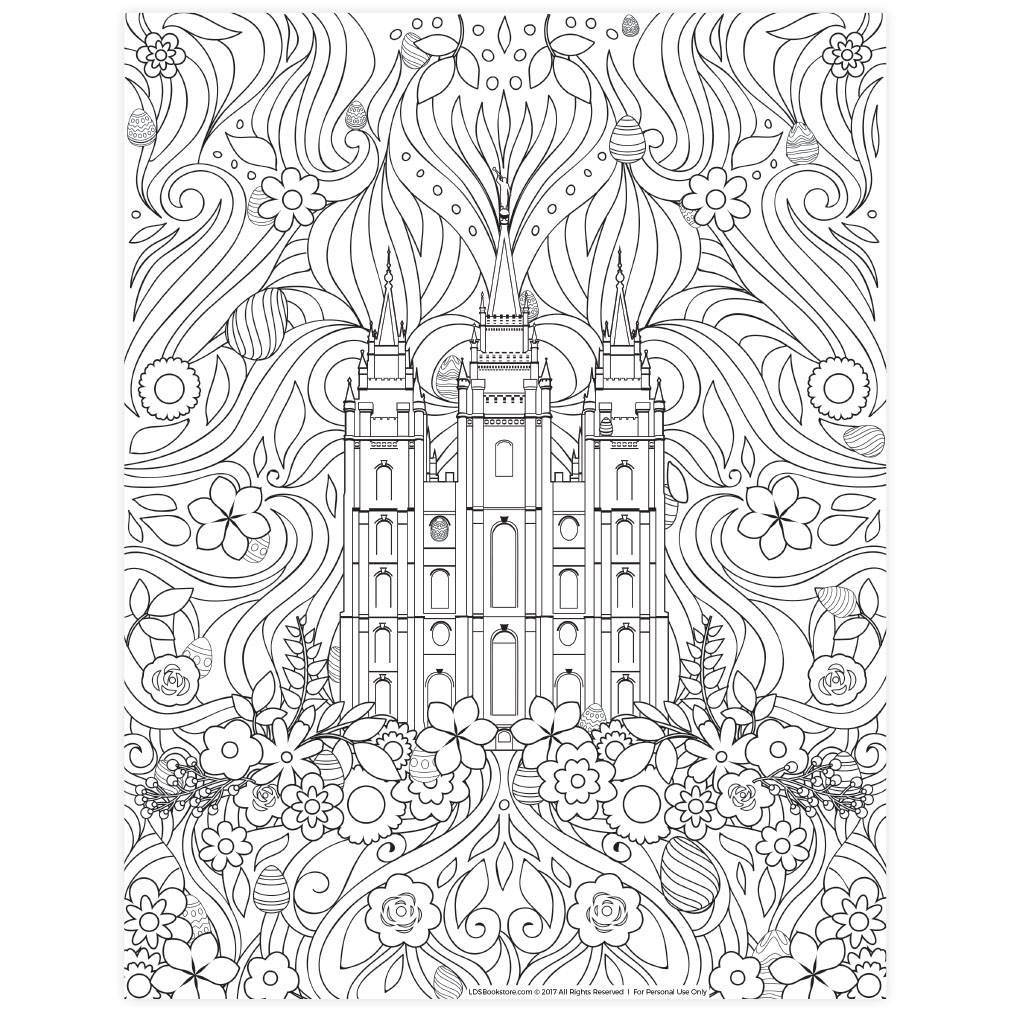 Easter Salt Lake Temple Coloring Page - Printable in LDS Coloring ...