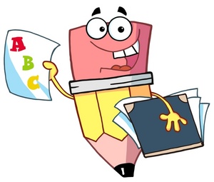 A Pencil Holding a Folder and a Report Card. | Weather Clipart