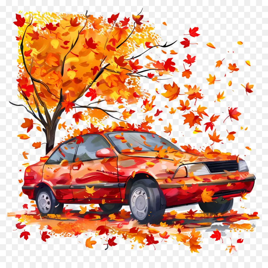 Car Clipart - Red Car Driving Through Autumn Scenery - CleanPNG ...
