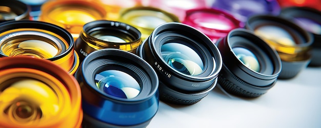 A collection of colorful lenss with lense in the middle | Premium ...