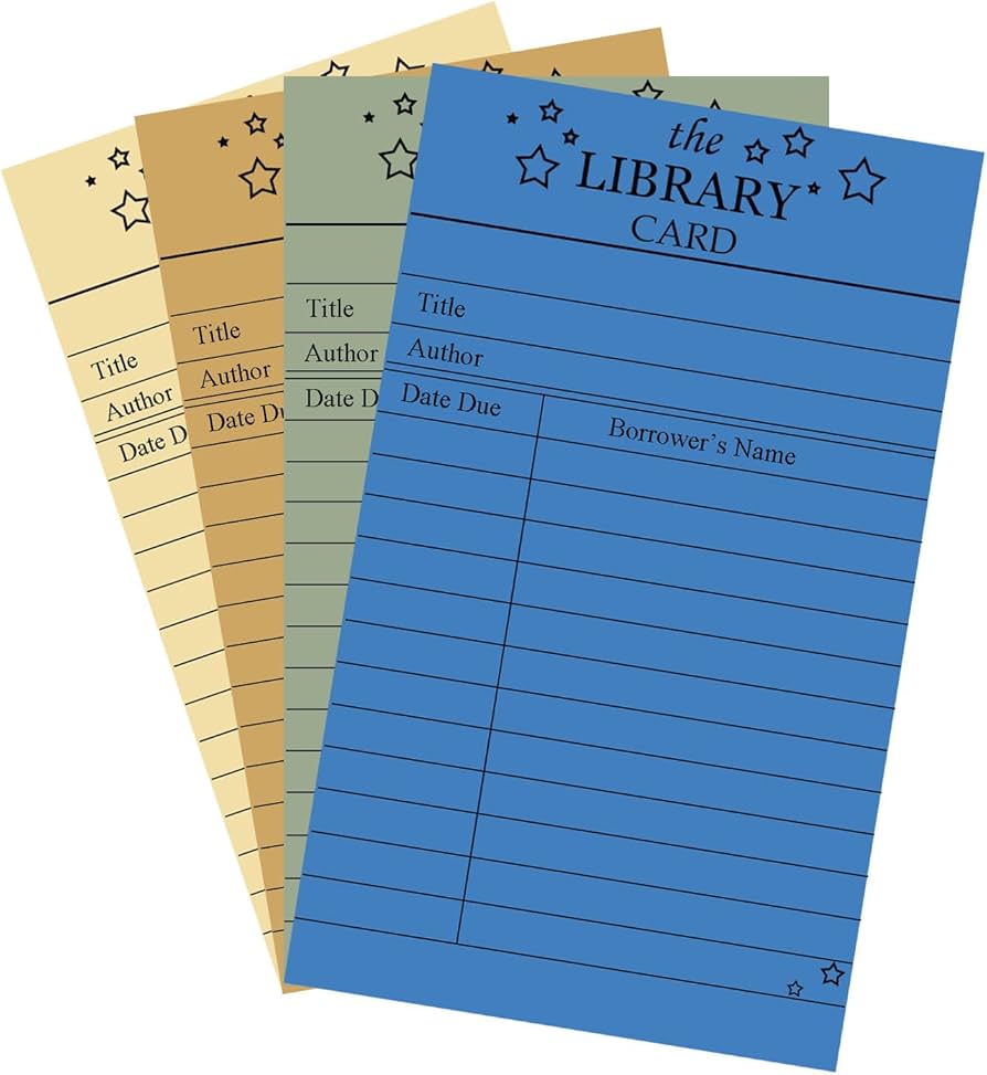 Amazon.com : 100 Pack Colorful Library Cards 3X5 Inch Bulk Library ...