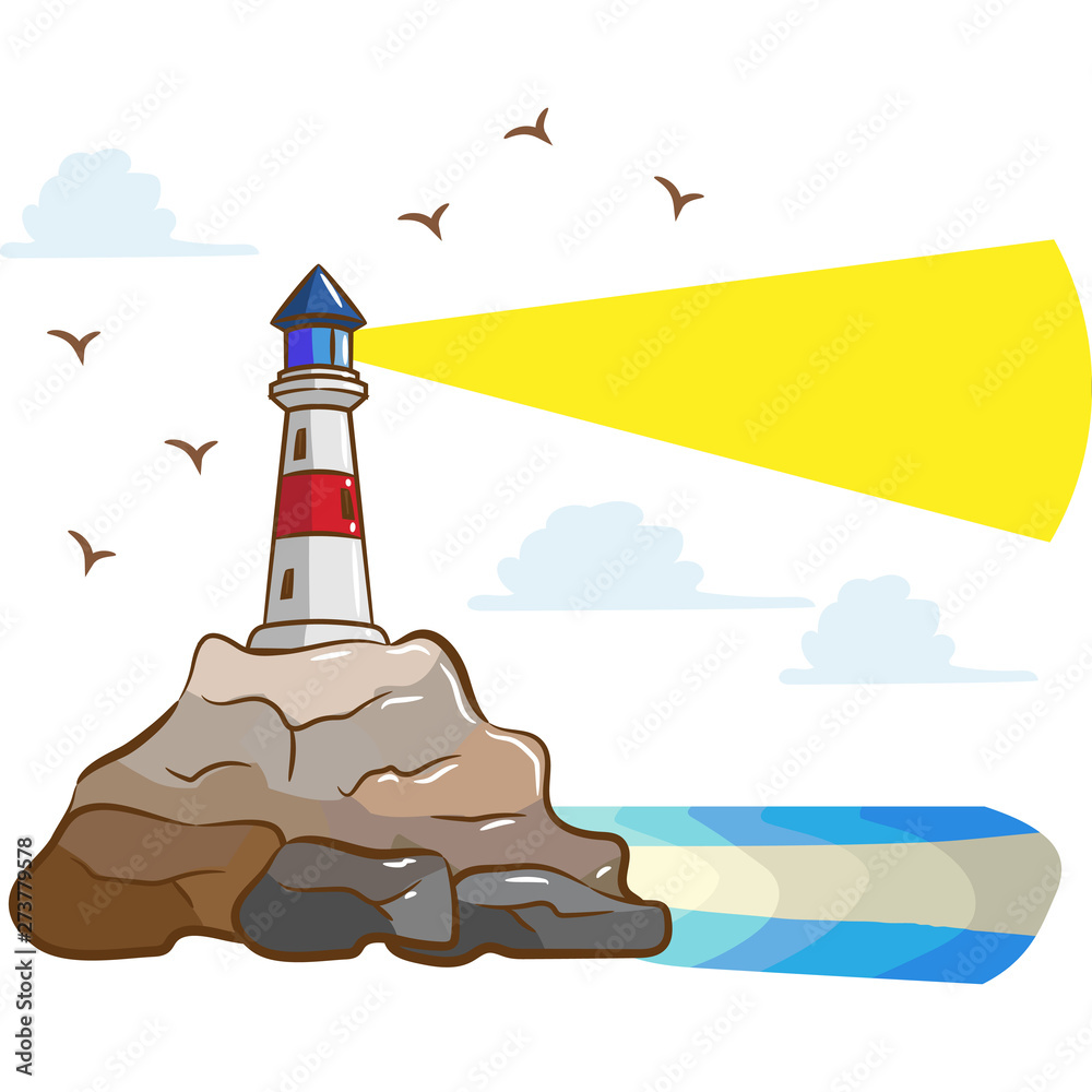 Stock-Vektorgrafik „lighthouse cartoon clipart design“ | Adobe Stock