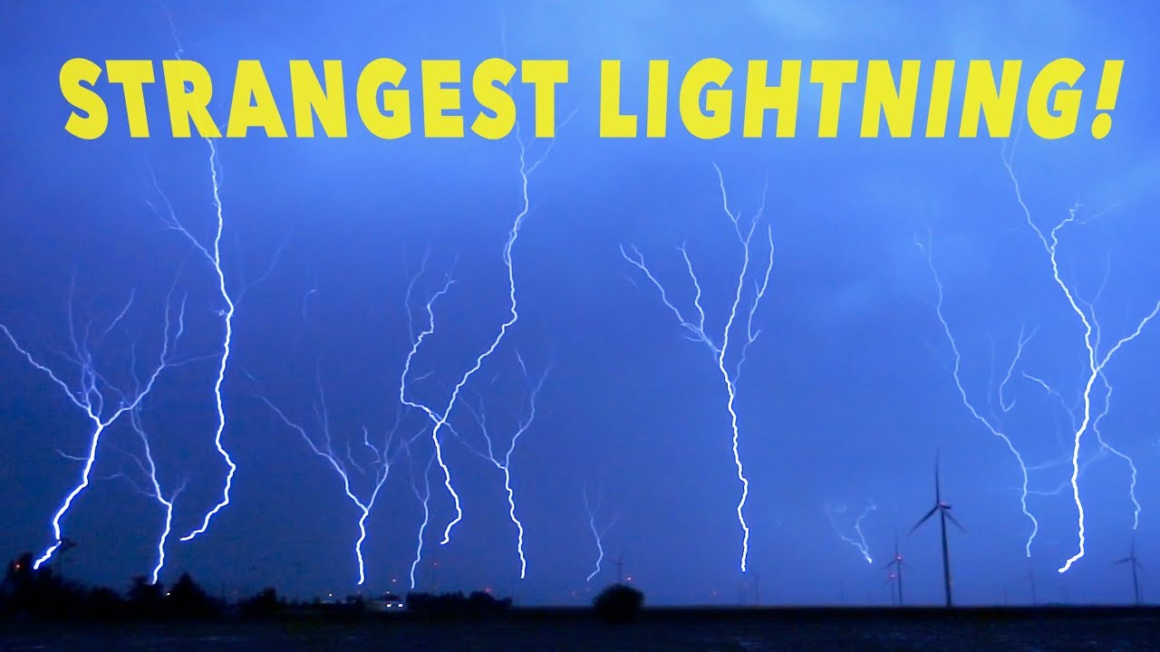STRANGE UPWARD MOVING LIGHTNING - 14 Strikes UP at Once !!!