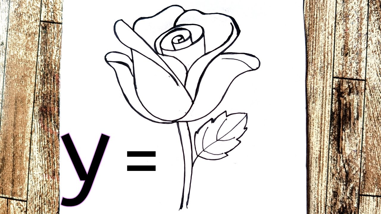 line drawing of a rose