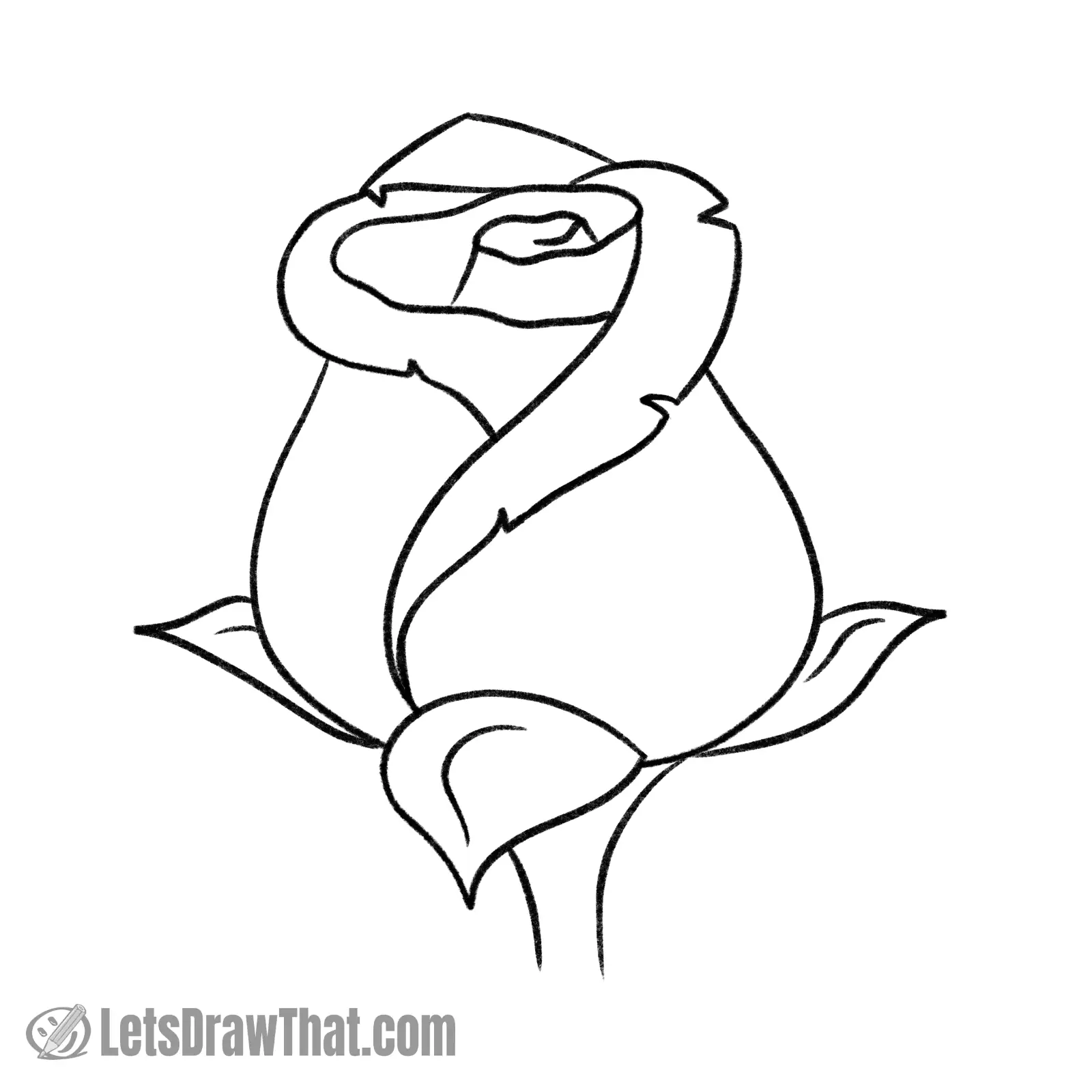 line drawing of a rose