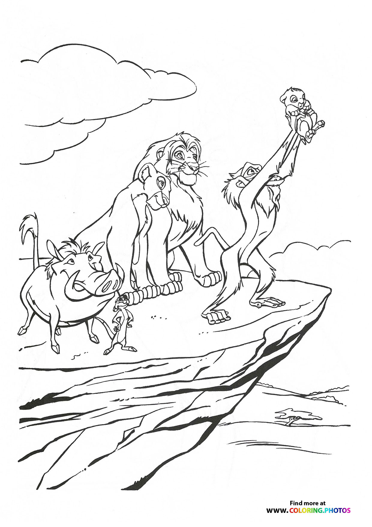 lion king holding up simba coloring page