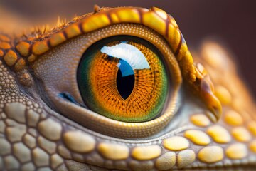 Macro closeup of lizards eyes and pupils AI technology generated ...