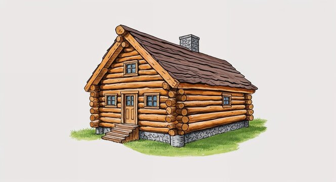 Log house clipart cartoon style vector illustration | Premium AI ...