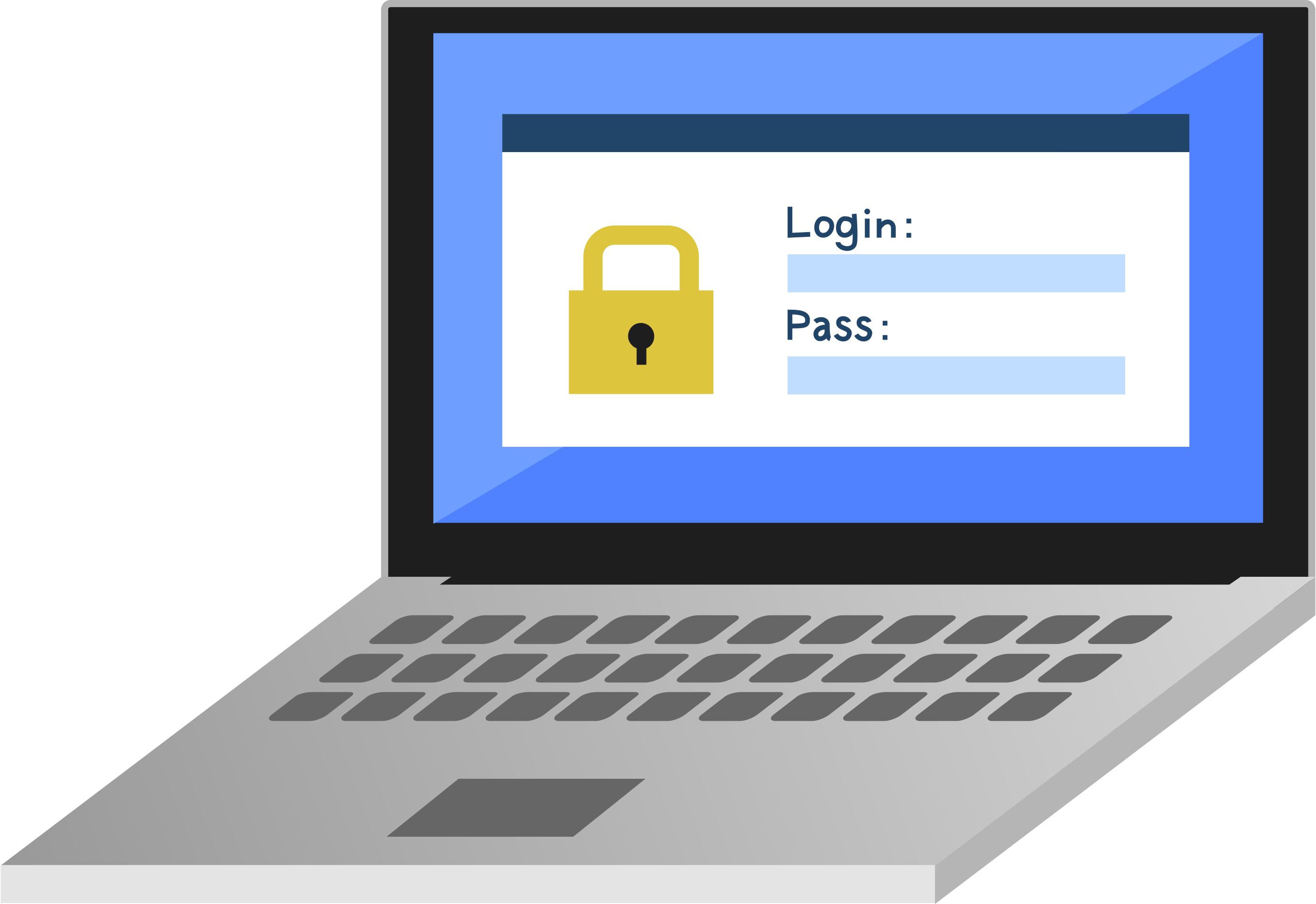 Laptop Computer Screen is Showing Login and Password - Free vector ...