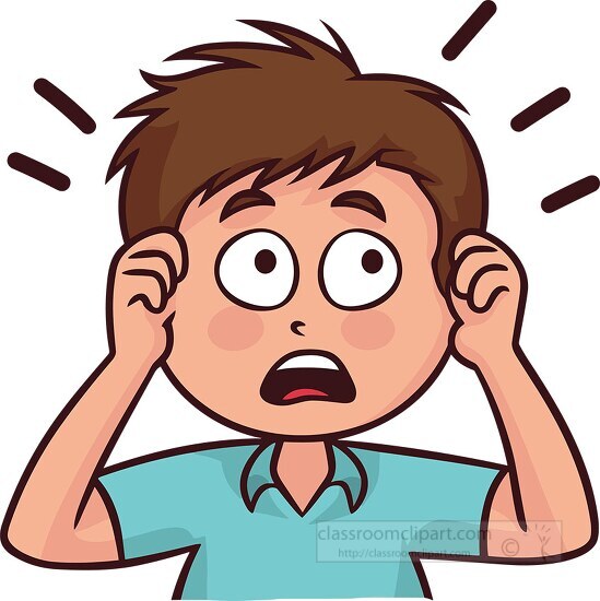 Emotions Clipart-boy has hands to his head looking confused