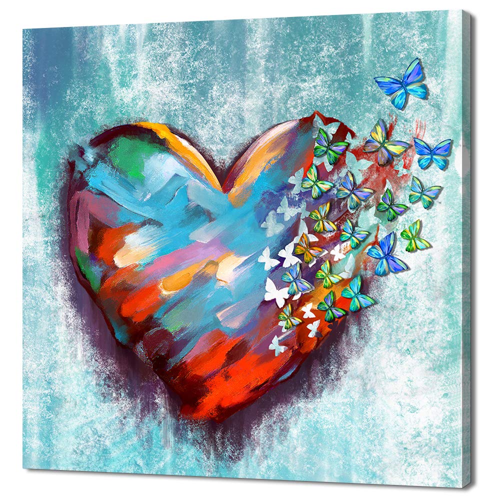 Derkymo Love Heart Butterflies Romantic Artwork for Home Apartment Bedroom  Gift for Wife Women Anniversary Ready to Hang 24 x 24 Inches : Amazon.de:  ...