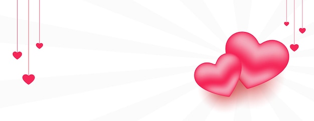 Free Vector | 3d love hearts banner with text space
