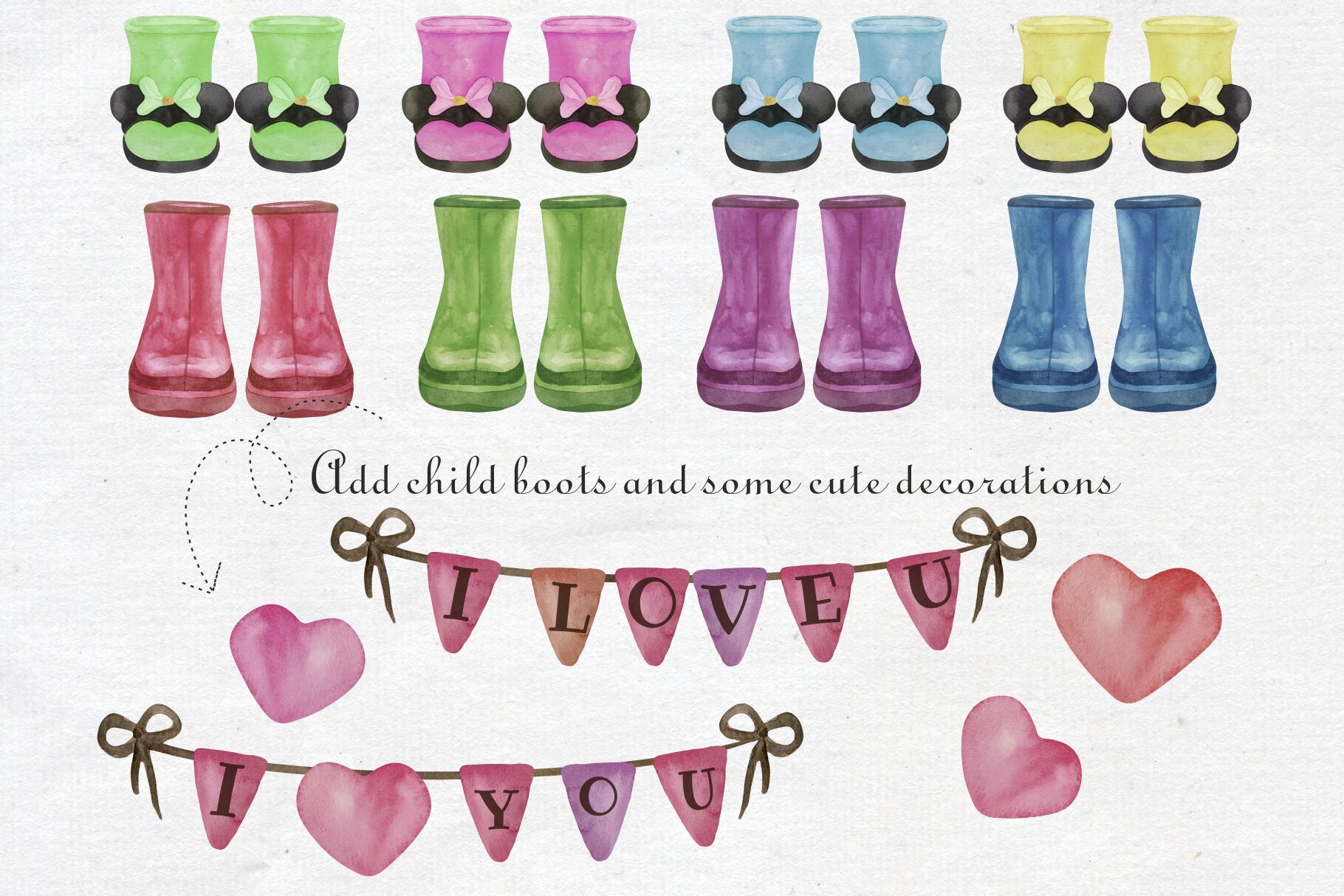 Wellies Love Clipart Set By Art and Funny | TheHungryJPEG