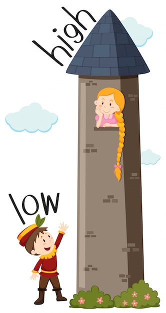 Free Vector | Opposite adjective low and high