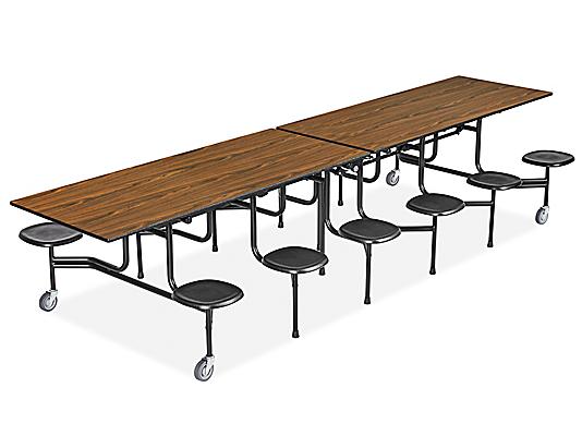 Rectangle Mobile Cafeteria Table with Stools - Light Gray H-9855GR ...