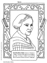 Sarah Breedlove Walker -- Coloring Page Printable (Pre-K - 5th ...