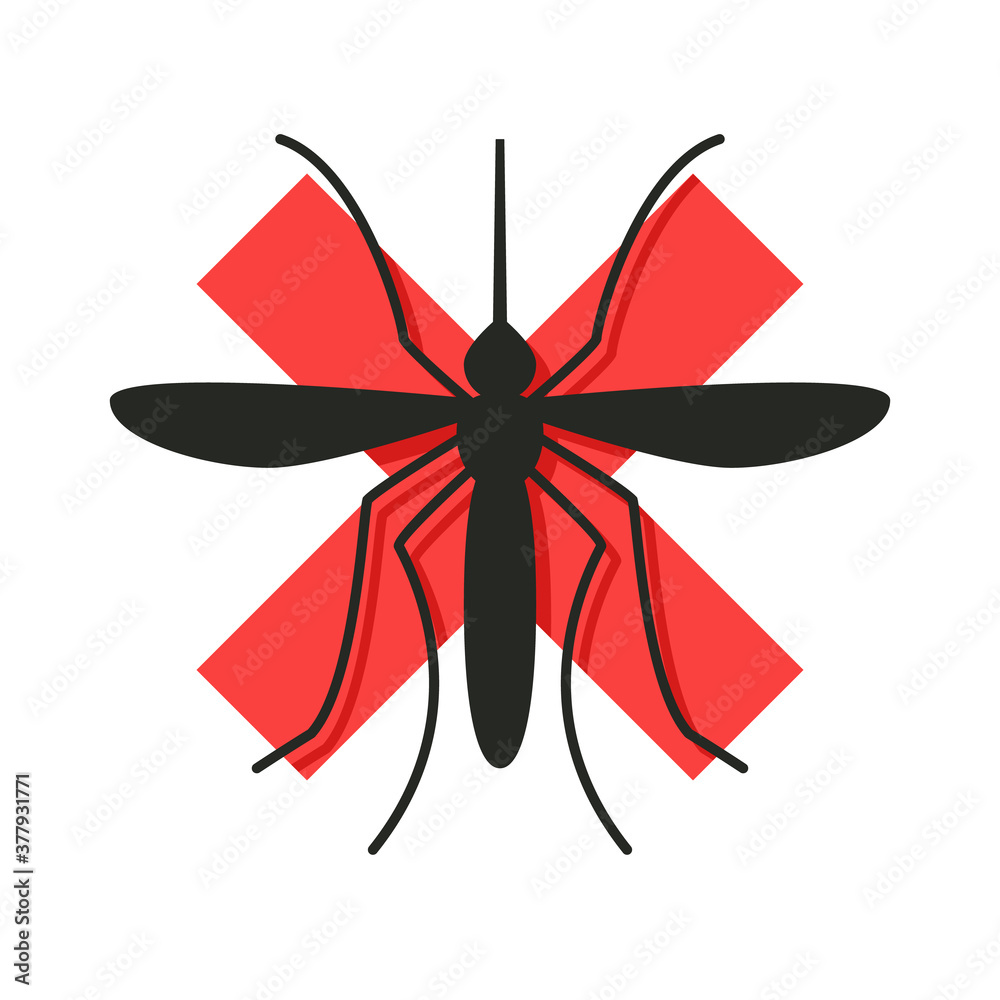 Stock-Vektorgrafik Malaria mosquito top view stop sign icon ...