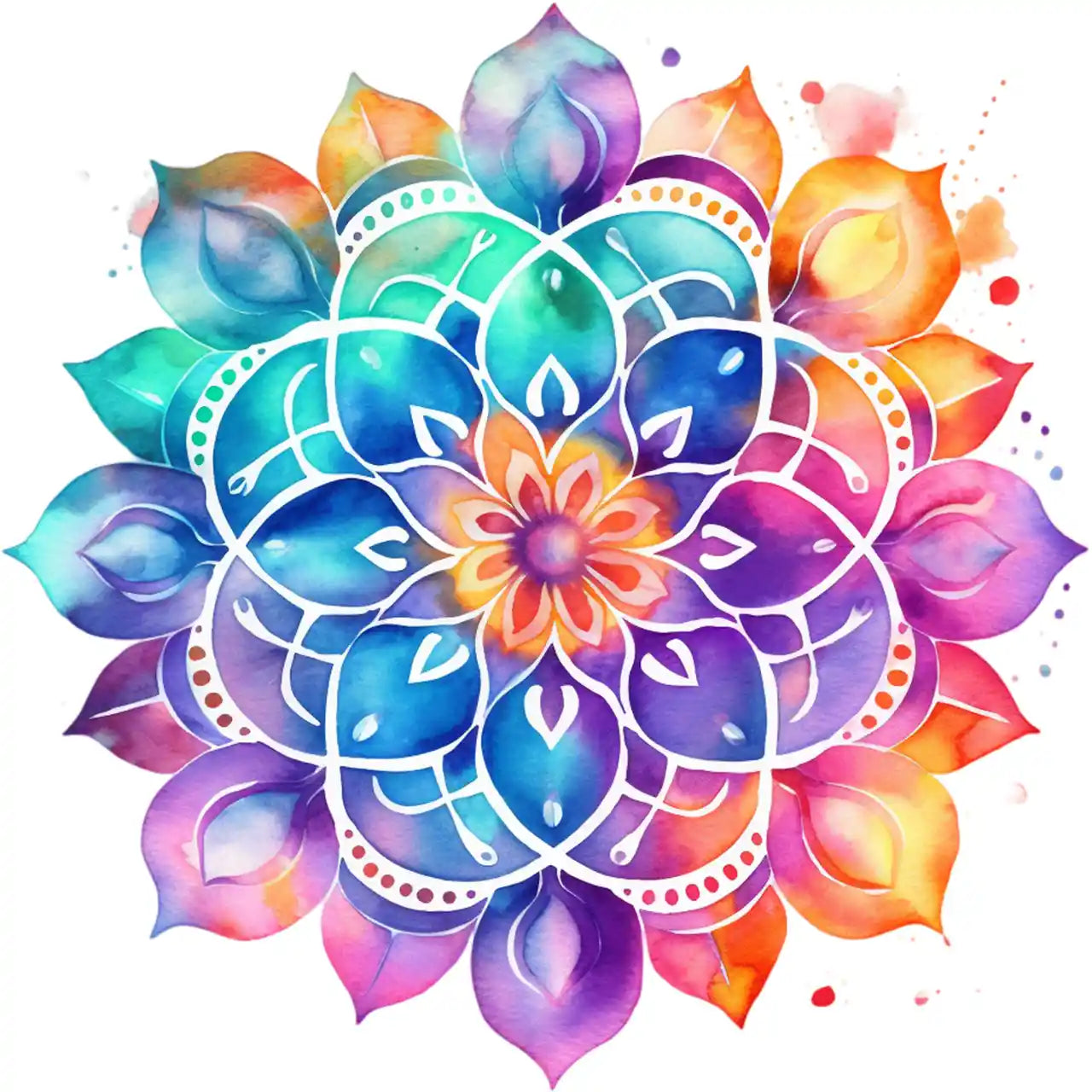Bügelbild Mandala Lotus Bunt