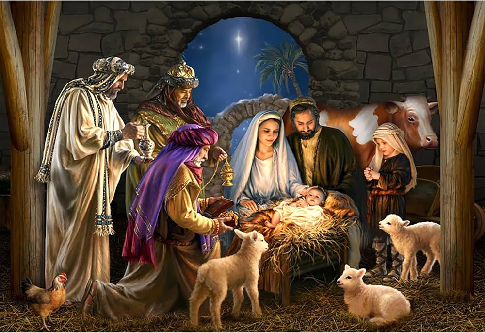 Amazon.com : Yongfoto 7x5ft Birth of Jesus Backdrop Christmas ...