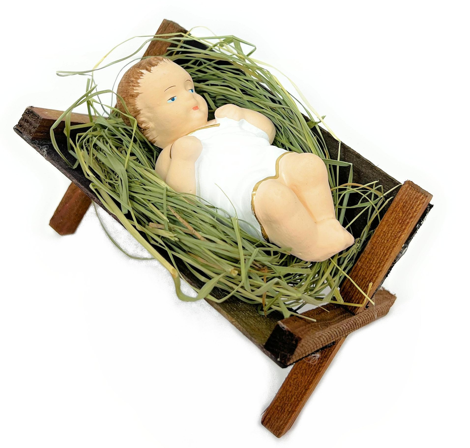 Amazon.com: Polish Gallery Baby Jesus in Wooden Manger Laying on ...