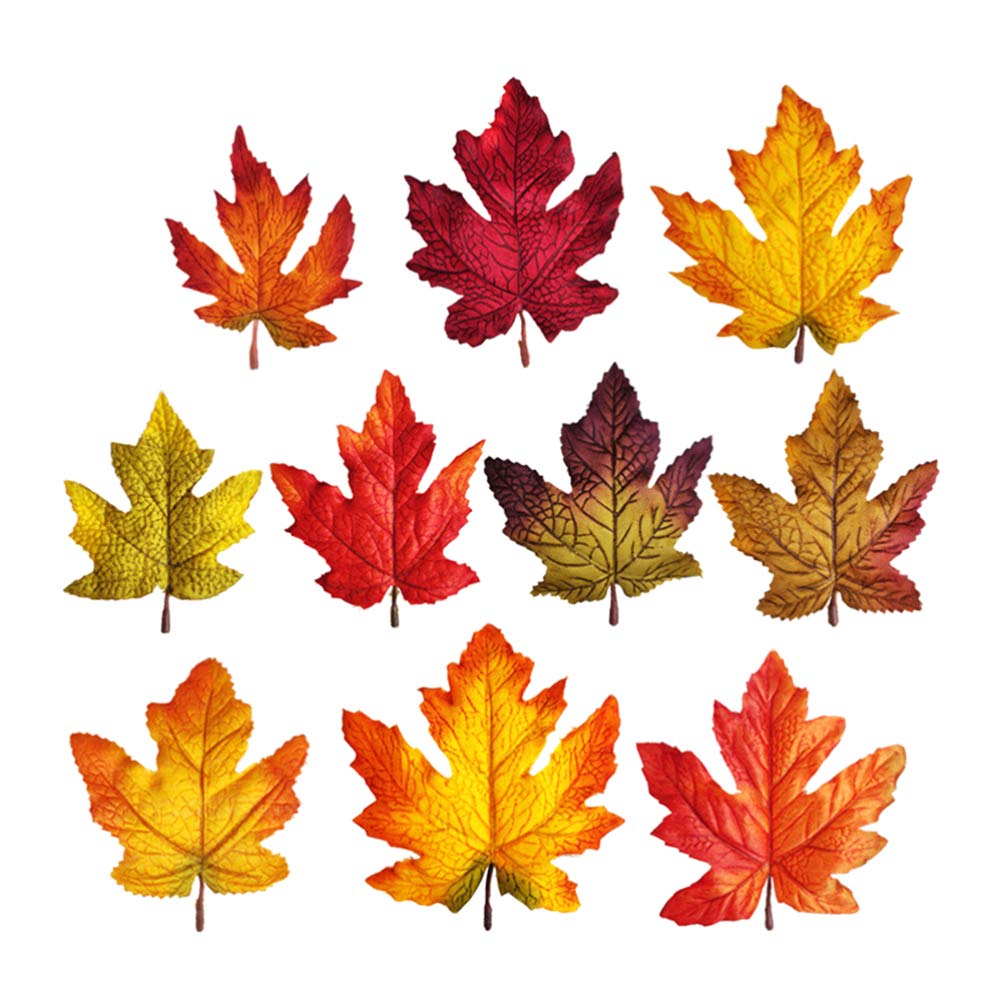 Amosfun Pack of 10 Maple Leaves Artificial Autumn Leaves ...