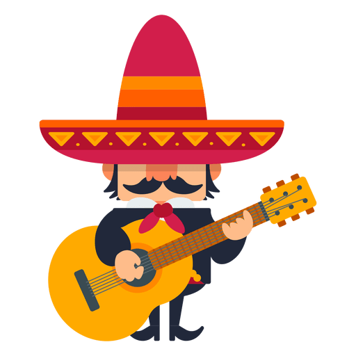 Mexican Mariachi Playing Guitar PNG &amp; SVG Design For T-Shirts