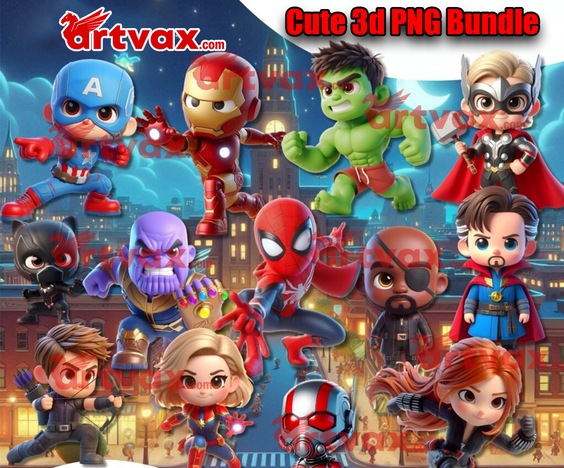 Cute Avengers Superhero Png bundle, Party Invitations, Birthday ...