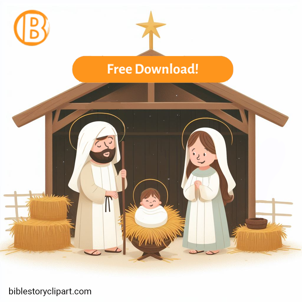 Nativity Scene with Mary, Joseph, and the Baby in the Manger ...