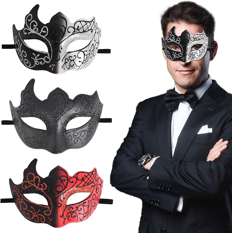 Pack of 3 Venetian Masquerade Mask, Womens Venetian Mask, Masquerade Mask  with Feather, Cosplay Mardi Gras Mask, Carnival Eye Mask for Halloween, ...