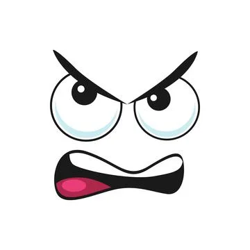 Cartoon grumble face, vector emoji with angry eyes Illustration ...