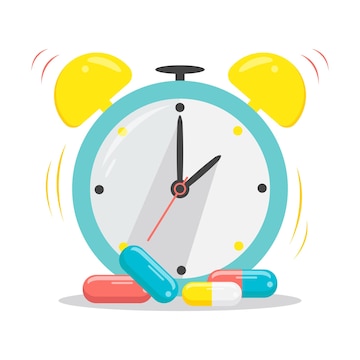 Premium Vector | Time to take Medication dose. Alarm clock with ...
