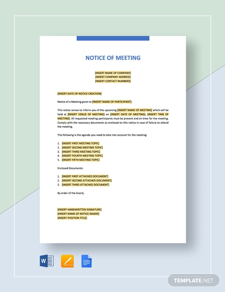 meeting notices