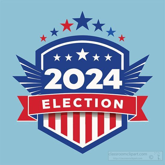 Election Clipart-2024 election badge with stars and stripes