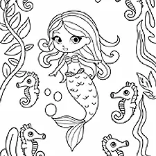 mermaid free coloring pages