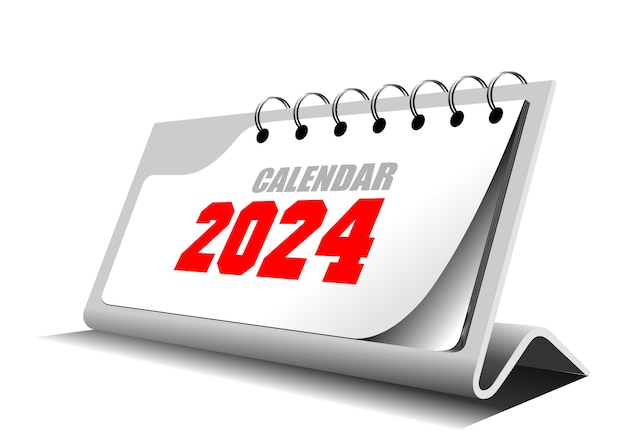 Vetorial, 3d, ilustração, de, calendário mesa, 2024, ano | Vetor ...