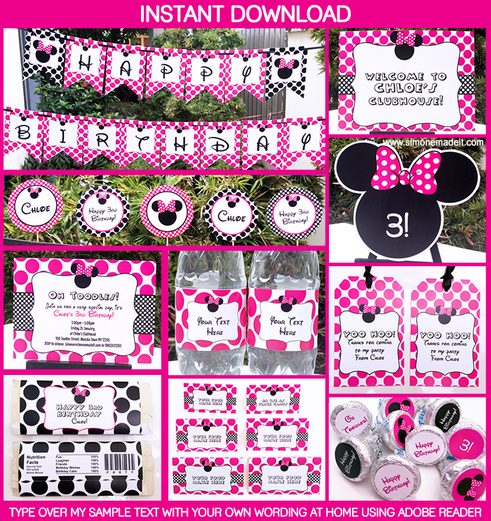 minnie mouse birthday party free printables
