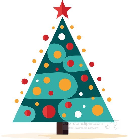 Christmas Clipart-modern style christmas tree with decorations ...