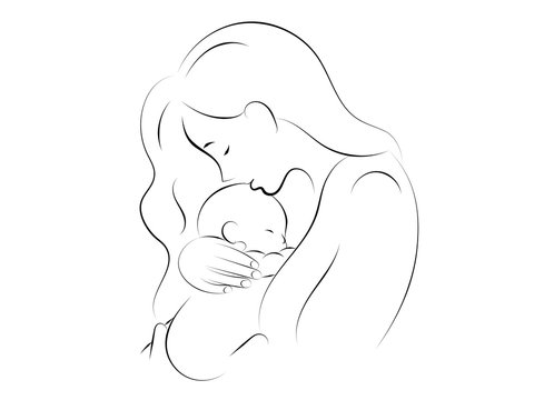 mom and baby cartoon