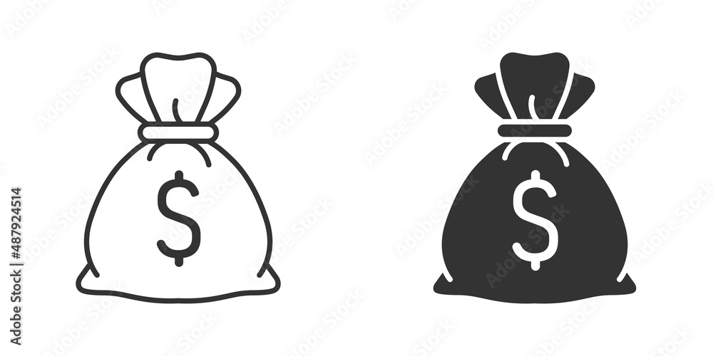 Stock-Vektorgrafik „Money bag icon in flat style. Moneybag vector ...