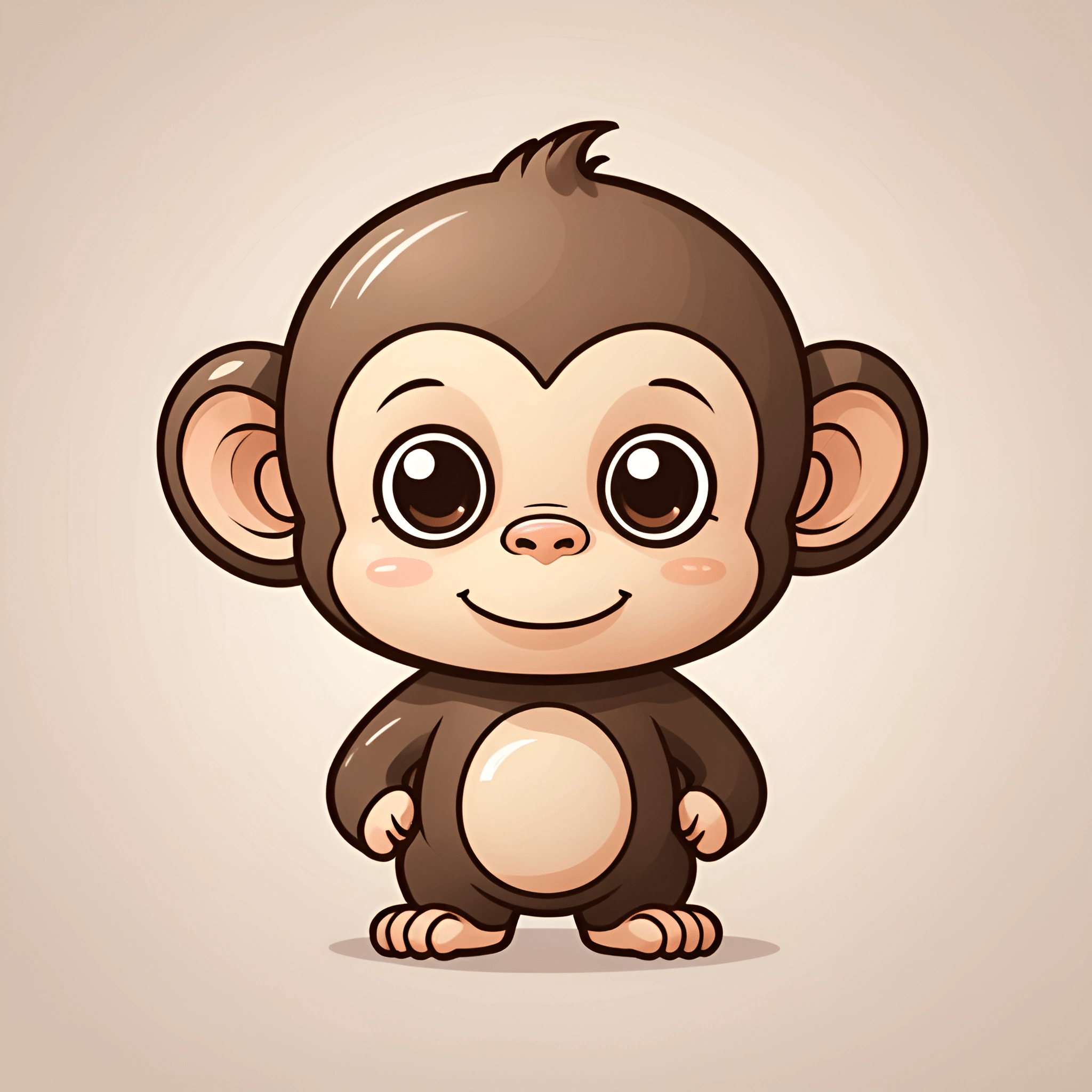 Cute Cartoon Monkey Drawing - Free Download - AI Scribbles