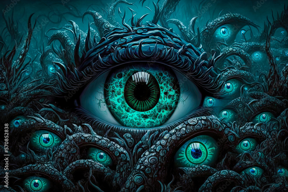 Poster, Wandbilder illustration of the big monster eye, 40x26.7 cm