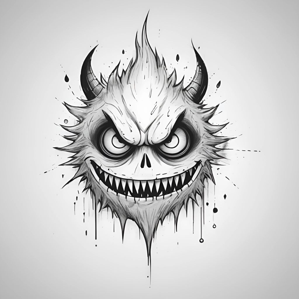 Monochrome Monster Illustration - Free Download - AI Scribbles