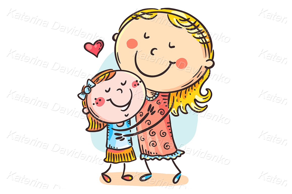mother and daughter clipart