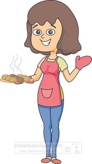 Kitchen Clipart-mother with baked cookies on plate clipart 947
