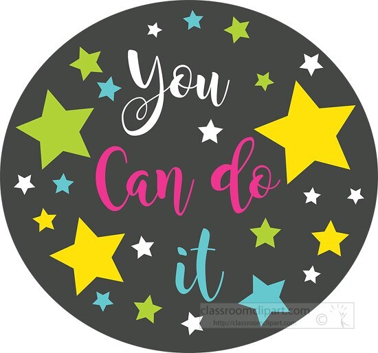 Motivational Clipart-you can do it student motivation button clipart