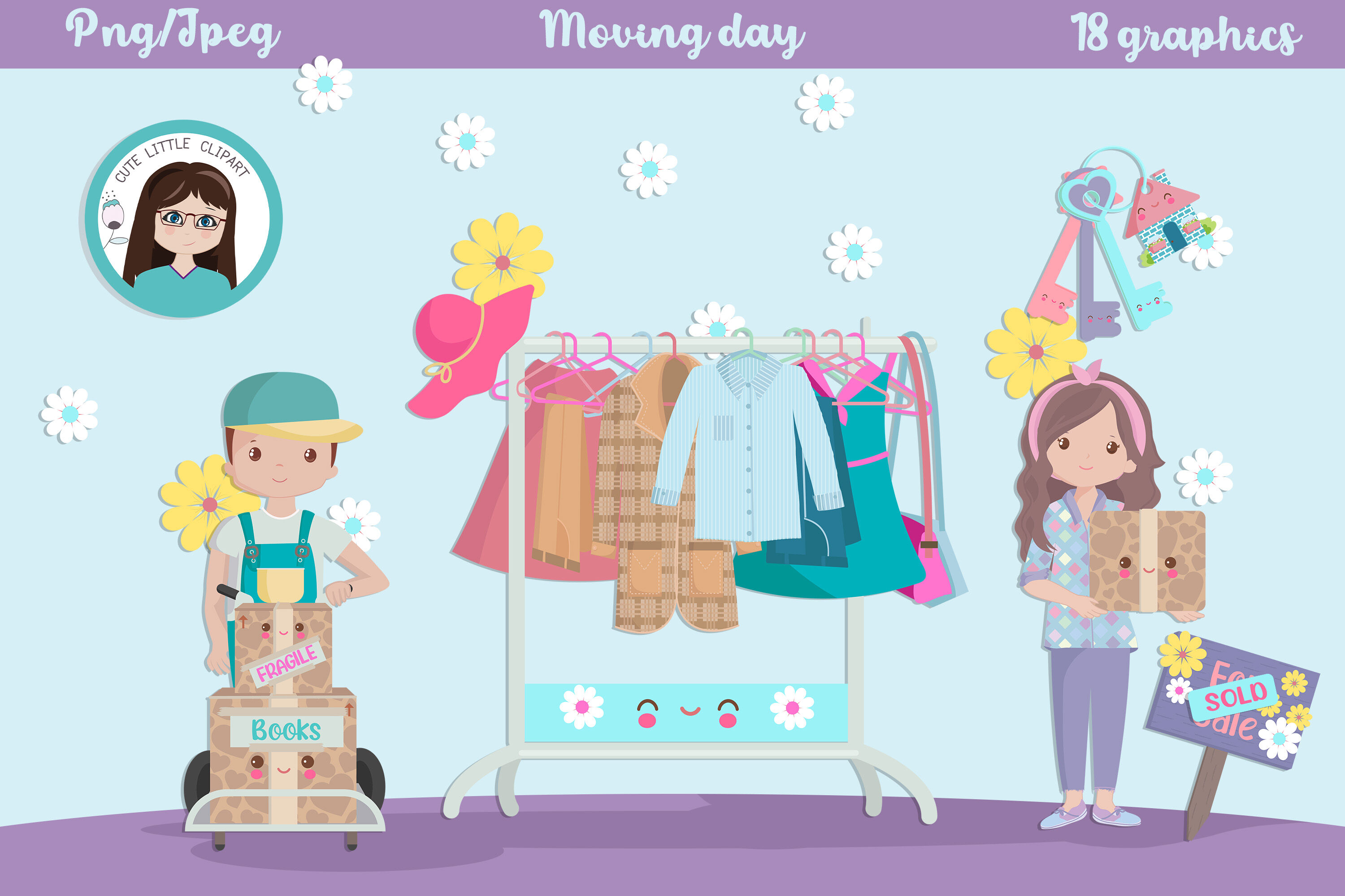 Moving day clipart By Cute Little Workshop | TheHungryJPEG